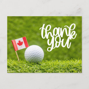 Postal Golf Canadá con bandera y pelota para golfista