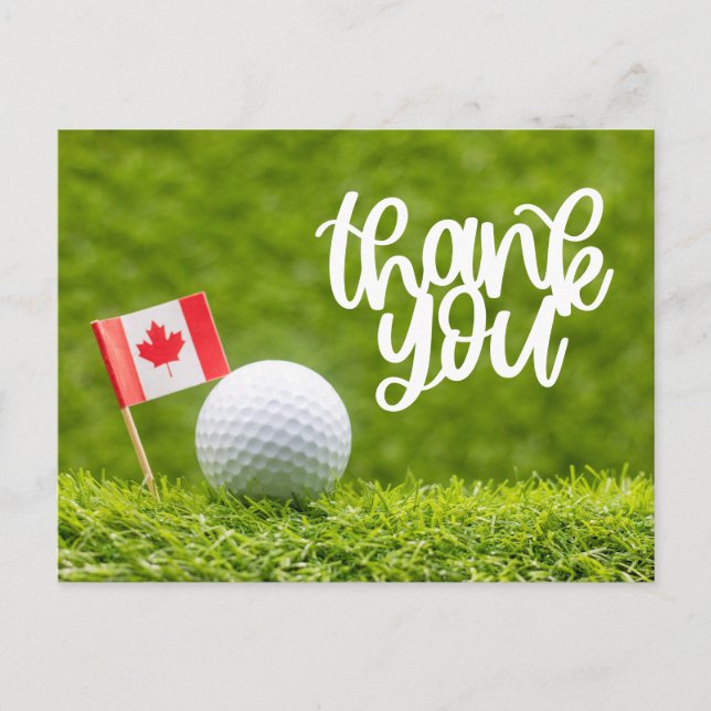 Postal Golf Canadá con bandera y pelota para golfista (Anverso)