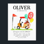 Postal Golf Cart Ball Bag Balloon Kids Golfer Cumpleaños<br><div class="desc">Círculo de golf moderno Bolsa de bolas de globo Niños Invitación al cumpleaños de golfer</div>