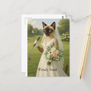 Postal Golf Cat Mujer golfista para despedida de soltera 