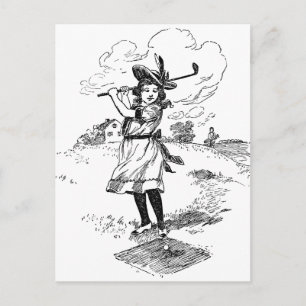 Postal Golf Chica Golfing Vintage Art