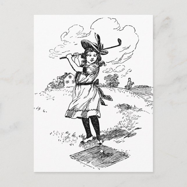 Postal Golf Chica Golfing Vintage Art (Anverso)
