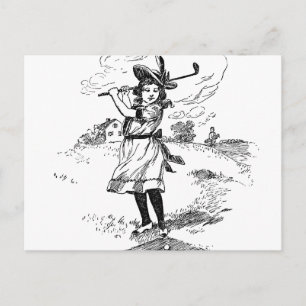 Postal Golf Chica Golfing Vintage Art