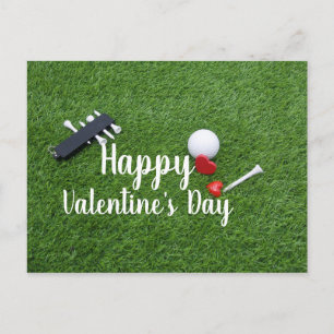 Postal Golf con amor en green Happy Valentine Day Card