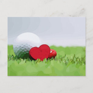 Postal Golf con corazón sobre hierba verde Postcard