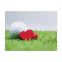 Golf con corazón sobre hierba verde Postcard