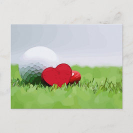 Postal Golf con corazón sobre hierba verde Postcard