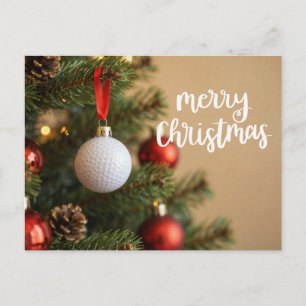 Postal Golf con tema de Navidad en verde para golfista