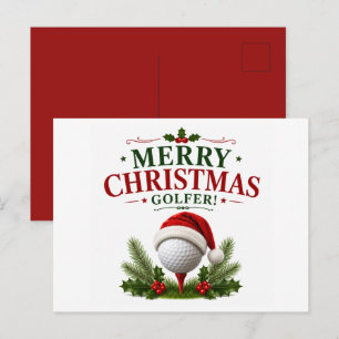 Postal Golf con tema de Navidad para golfista