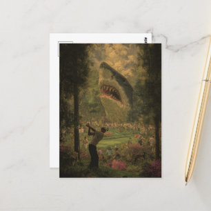 Postal Golf con tiburón surrealista