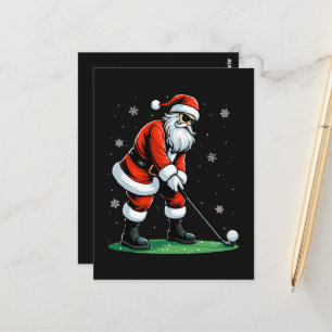 Postal Golf de Navidad Santa Golfista Navideño Divertido