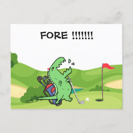 Postal Golf Dinosaurio golf gritando FUERZA divertido gol