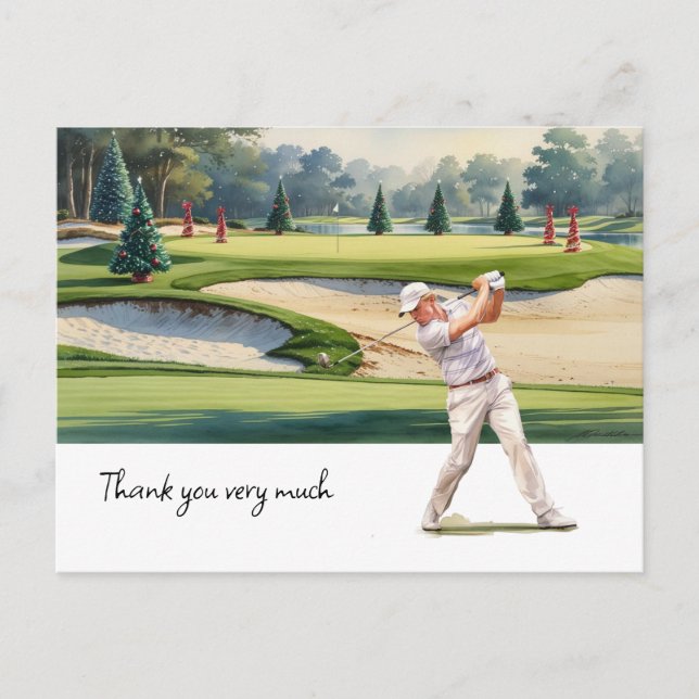 Postal Golf en campo de golf de Navidades (Anverso)