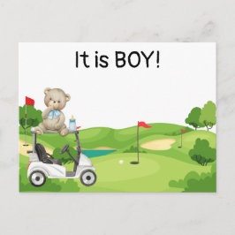 Postal Golf Es un bebé golfista NIÑO en carrito de golf