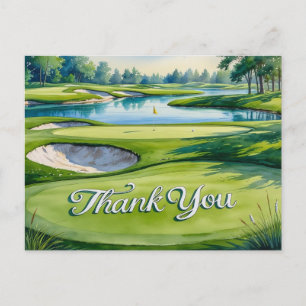Postal Golf escribe Gracias en green de putting