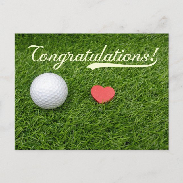 Postal Golf Felicitaciones pelota de golf con amor en ver (Anverso)