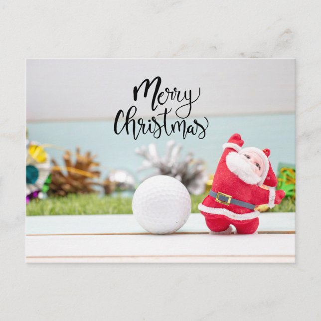 Postal Golf Feliz Navidad con baile y Santa Claus (Anverso)