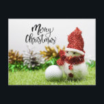 Postal Golf Feliz Navidad con bola y Snowman<br><div class="desc">Golf Feliz Navidad con bola y Snowman</div>