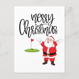 Postal Golf Feliz Navidad con Santa Claus a la bandera