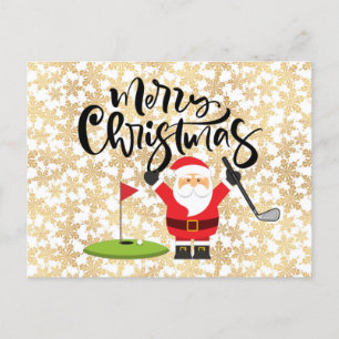 Postal Golf Feliz Navidad con Santa jugando golf C