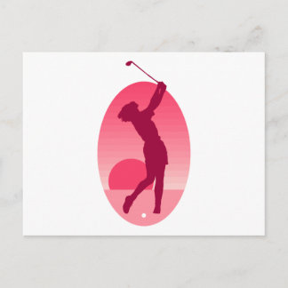 Postal Golf femenino rosa