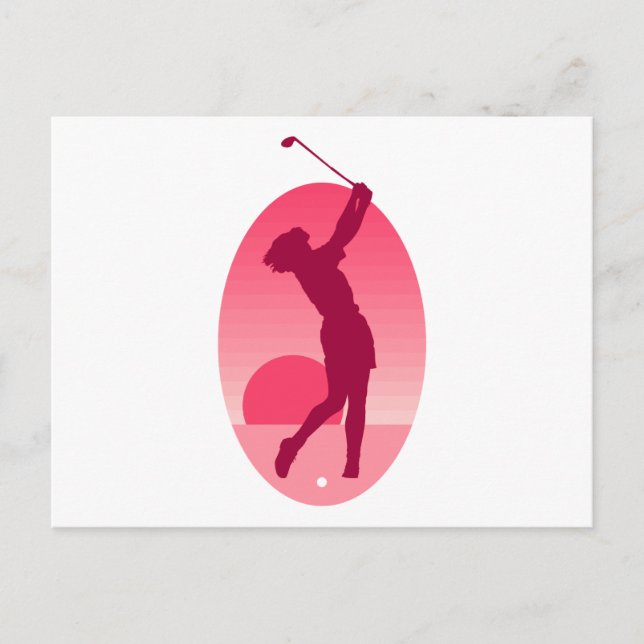 Postal Golf femenino rosa (Anverso)