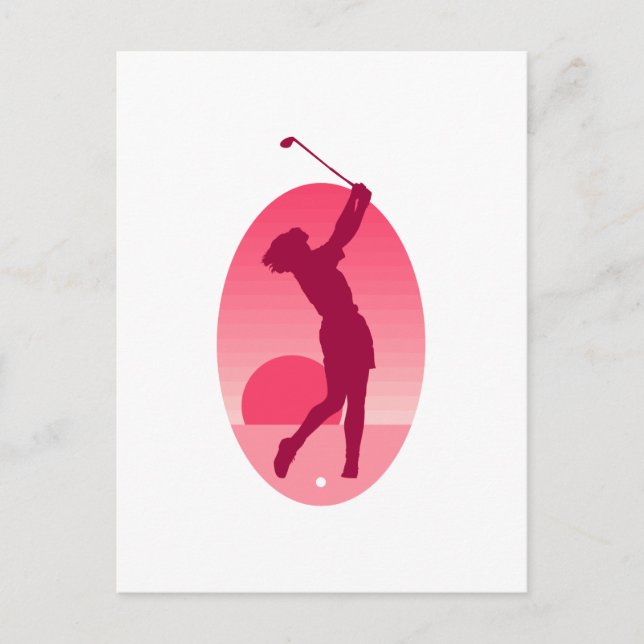 Postal Golf femenino rosa (Anverso)