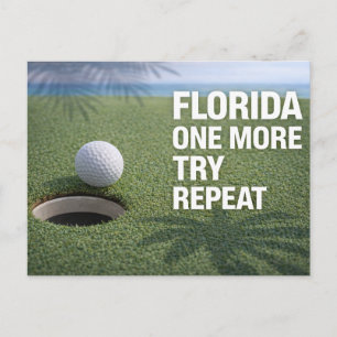Postal Golf Florida con bola en verde