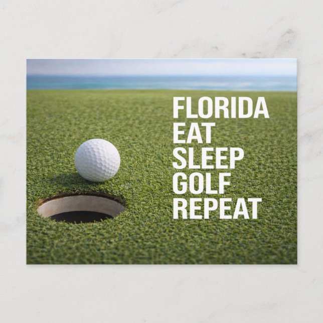 Postal Golf Florida tematizado con bola en verde  (Anverso)