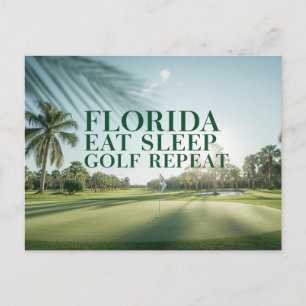 Postal Golf Florida tematizado con bola en verde 