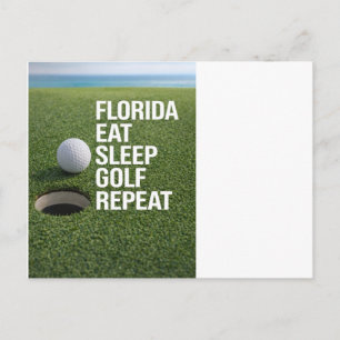 Postal Golf Florida tematizado con bola en verde 