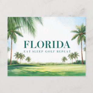 Postal Golf Florida tematizado con bola en verde 