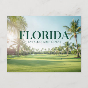 Postal Golf Florida tematizado con bola en verde 