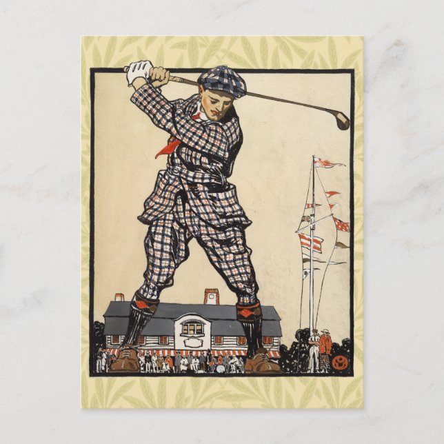 Postal Golf Golfer Vintage Antiguo Golfing (Anverso)