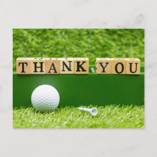 Postal Golf Gracias a la palabra de madera sobre hierba v