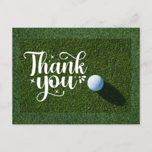Postal Golf Gracias carta con bola sobre césped para golf