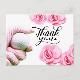 Postal Golf Gracias carta con flor rosa