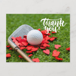 Postal Golf Gracias con amor corazón rojo en golfista ver
