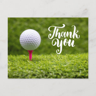 Postal Golf Gracias con la pelota de golf en el césped ve