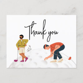 Postal Golf Gracias por el texto y dos golfistas