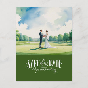 Postal Golf guardar la fecha para la boda novia novio 