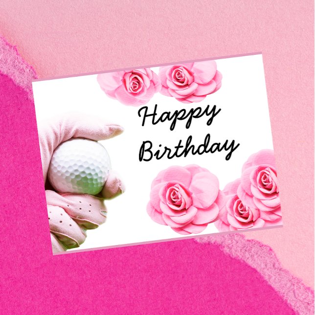 Postal Golf Happy Birday Card Hand sostiene la pelota de  (Subido por el creador)