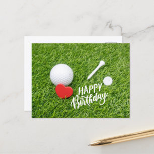 Postal Golf Happy Birthday golf ball and tee with love C