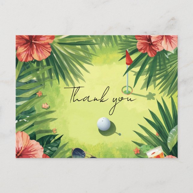 Postal Golf Hawaii con tema hawaiano (Anverso)