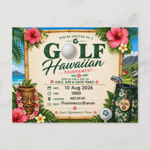 Postal Golf Hawaii temático para fiesta de golfista hawai