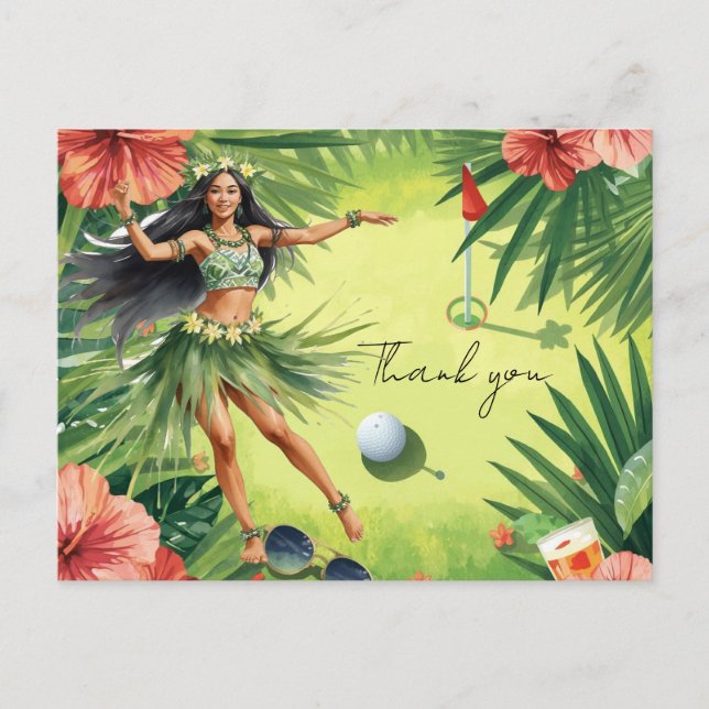Postal Golf Hawaii tematizado para hawaiano (Anverso)