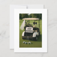 Golf Just Married con carrito de golf