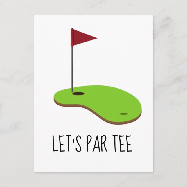 Postal Golf Let's Par tee con bandera de golf en blanco v (Anverso)
