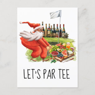 Postal Golf Let's Par tee con bandera de golf en verde