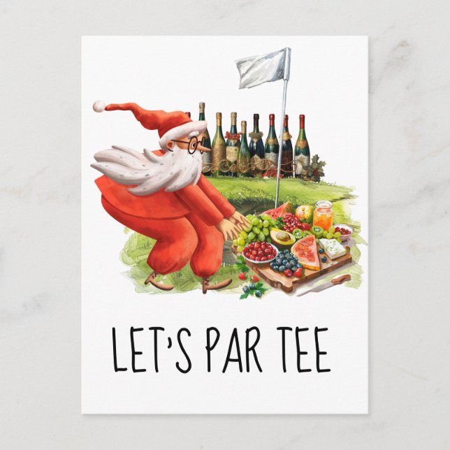 Postal Golf Let's Par tee con bandera de golf en verde (Anverso)